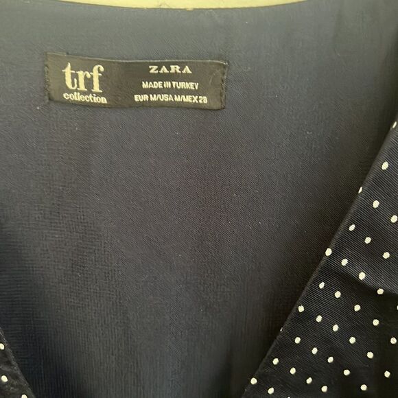 Like New Zara Polk at dots navy blue mini dress M - Picture 5 of 8